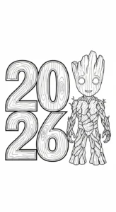 coloriage Nouvel An 2026 pour enfant de 2 ans