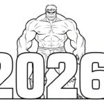 coloriage Nouvel An 2026 pour enfant de 7 ans