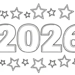 coloriage Nouvel An 2026 à imprimer