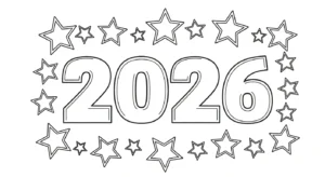 coloriage Nouvel An 2026 à imprimer