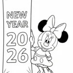 coloriage Nouvel An 2026 à imprimer pour enfants