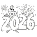 coloriage Nouvel An 2026 pour enfant gratuit