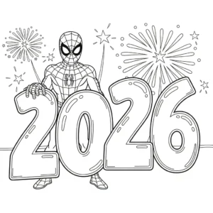 coloriage Nouvel An 2026 pour enfant gratuit