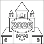 coloriage Nouvel An 2026 pour enfant de 2 ans