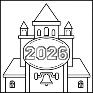 coloriage Nouvel An 2026 pour enfant de 2 ans