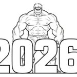 coloriage Nouvel An 2026 a imprimer pour enfant de 4 ans
