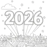 coloriage Nouvel An 2026 gratuit à imprimer