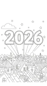 coloriage Nouvel An 2026 gratuit à imprimer