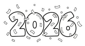 coloriage Nouvel An 2026 pour primaire