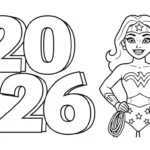 coloriage Nouvel An 2026 à imprimer pour enfant de 7 ans