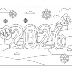 coloriage Nouvel An 2026 a imprimer