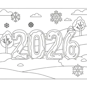 coloriage Nouvel An 2026 a imprimer
