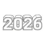 coloriage Nouvel An 2026 à imprimer a4