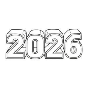 coloriage Nouvel An 2026 à imprimer a4