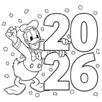 coloriage Nouvel An 2026 à imprimer pour enfant de 6 ans