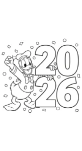 coloriage Nouvel An 2026 à imprimer pour enfant de 6 ans