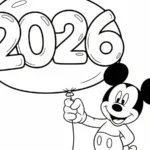 coloriage Nouvel An 2026 et découpage à imprimer