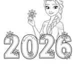 coloriage Nouvel An 2026 à imprimer pour enfant de 3 ans
