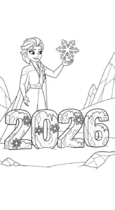 coloriage Nouvel An 2026 à imprimer pdf gratuit