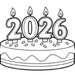 image de coloriage Nouvel An 2026 pour enfant