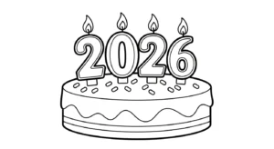 image de coloriage Nouvel An 2026 pour enfant