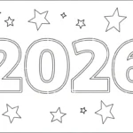 coloriage Nouvel An 2026 et découpage à imprimer