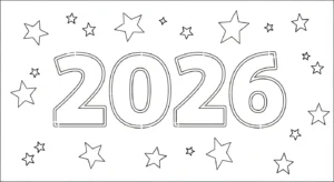 coloriage Nouvel An 2026 et découpage à imprimer