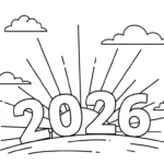 coloriage Nouvel An 2026 pour enfant de 5 ans