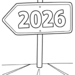coloriage Nouvel An 2026 pour enfant de 5 ans