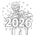 coloriage Nouvel An 2026 à imprimer gratuit