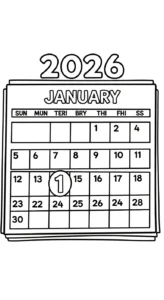 coloriage Nouvel An 2026 a dessiner en ligne