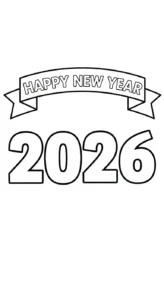 coloriage Nouvel An 2026 a imprimer gratuitement