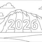 image de coloriage Nouvel An 2026 pour enfant