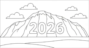 image de coloriage Nouvel An 2026 pour enfant