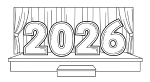 coloriage Nouvel An 2026 à imprimer pour enfant de 8 ans
