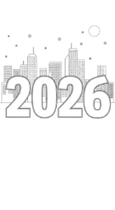 coloriage Nouvel An 2026 gratuit à imprimer