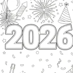 coloriage Nouvel An 2026 educatif pour enfant