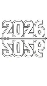 coloriage Nouvel An 2026 à imprimer a4