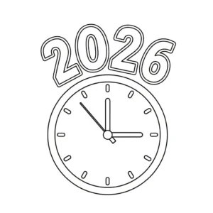 coloriage Nouvel An 2026 à imprimer pour enfant de 12 ans