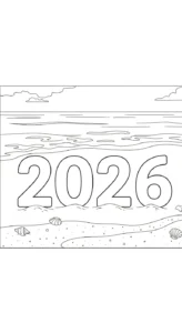coloriage Nouvel An 2026 à imprimer pdf gratuit