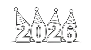 coloriage Nouvel An 2026 a imprimer