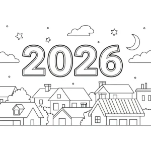 a imprimer coloriage Nouvel An 2026 gratuit