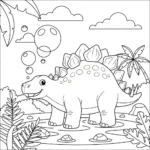 coloriage Stegosaurus à imprimer kawaii