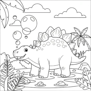 coloriage Stegosaurus à imprimer kawaii