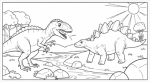 coloriage Stegosaurus et decoupage a imprimer gratuit