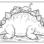 coloriage Stegosaurus à imprimer kawaii