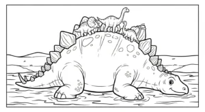 coloriage Stegosaurus à imprimer kawaii