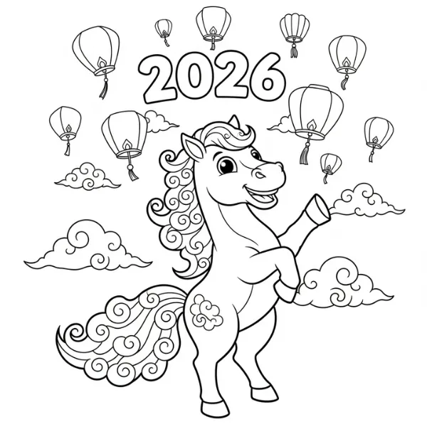 Tranh tô màu Nouvel An Chinois 2026