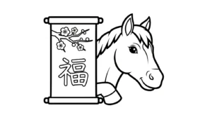 coloriage Nouvel An Chinois 2026 a imprimer pour enfant de 4 ans
