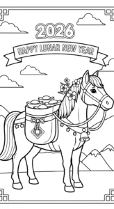 coloriage Nouvel An Chinois 2026 pour enfants à télécharger